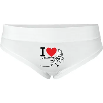 Kalhotky Dámske kalhotky - I love sex - prsty, Barva látky bílá, Střih Klasické kalhotky, Velikost XS