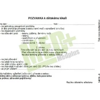 Pozvánka k dětskému lékaři, 100 ks v balení