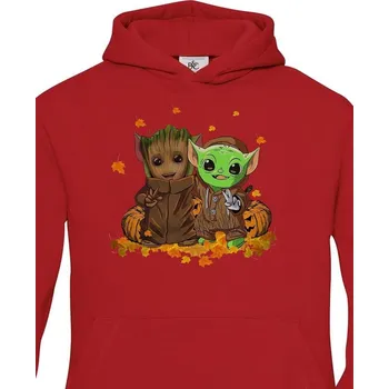 Dívčí mikina Dětská mikina Mistr Yoda a Groot, Barva Červená, Velikost 110-116, Canvas Dětská mikina Bezvatriko.cz 0683 - 1x