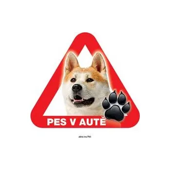 Značení Grel nálepka na plech pozor pes v autě akita inu
