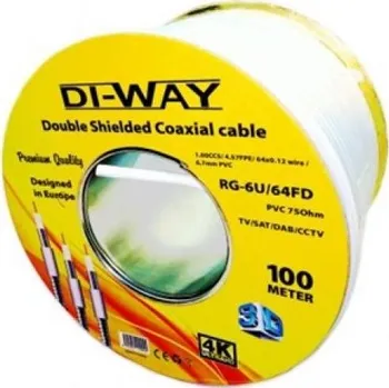 Anténní kabel Koaxiální kabel DI-WAY RG-6U/64FD 6,7mm