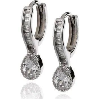 Náušnice Stříbrné náušnice ve tvaru kapky se zirkony - Meucci SE098