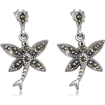 Náušnice Stříbrné náušnice s markazitem a motýlkem - Meucci TAE044