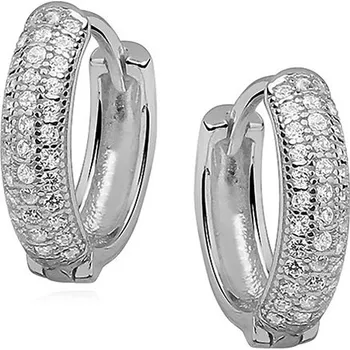 Náušnice Stříbrné náušnice kruhy se zirkony - Meucci SLE175