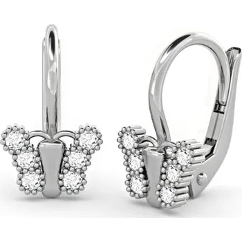 Náušnice Dívčí náušnice z bílého zlata - motýlci s čirými zirkony