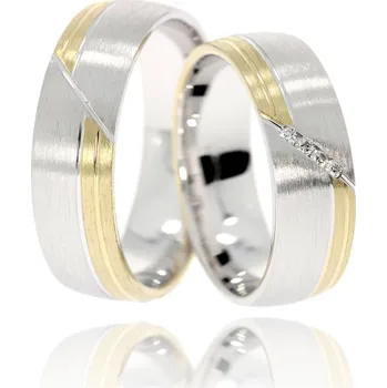 Prsten Zlatnictví Helios Zlaté snubní prsteny HR-204 Kameny: Se Zirkony