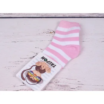 Kojenecké ponožky TREPON BABÁREK bambusové růžovobílé velikosti ponožek: 9-12 ( EUR vel. 14-18)