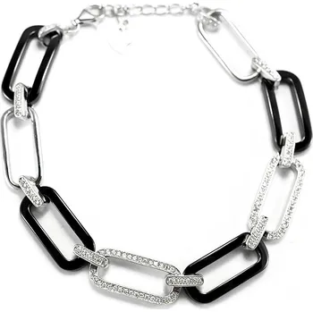 Náramek Stříbrný náramek se zirkony a keramikou