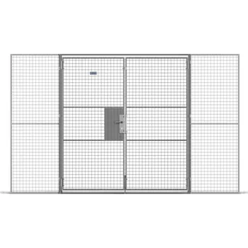 Plot Dveře dvoukřídlé s klikou (cylindrický zámek), vxš: 2200x2000 mm, mřížka 25x25 mm, barva šedá