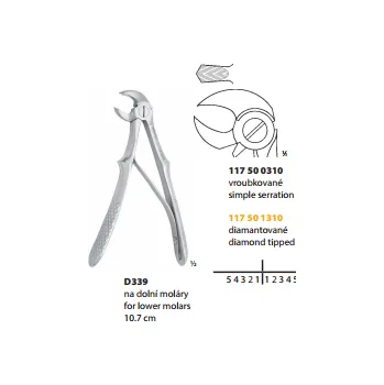 Kleště Medin Kleště extrakční D339 dětské na dolní moláry 10.7cm