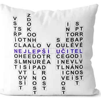 Dekorativní polštářek Polštářek Křížovka-učitel (Velikost: 40 x 40 cm)