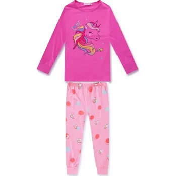 Dívčí pyžamo 98-Dívčí pyžamo KUGO - tm.růžovo-růžová barva
