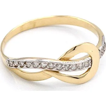 Prsten Zlatý prsten vlnky se zirkony 1,45g