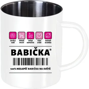 Nerezový hrnek Čárový kód - babička