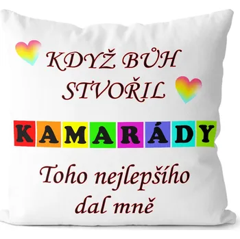 Dekorativní polštářek Polštář Když bůh stvořil kamarády (Velikost: 40 x 40 cm)