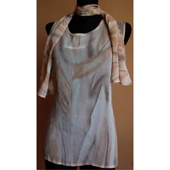 Dámská halenka Elegantní dámská halenka bez rukávů - hnědá. (Elegantní šátek - ZDARMA)