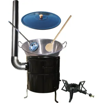 Kempingové nádobí Zabijačkový nerezový kotel 80 L + kotlina 58 cm a litinový hořák