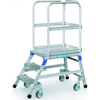 Žebřík Zarges Hliníkový pojízdný žebřík s plošinou