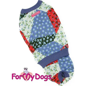 Obleček pro psa FOR MY DOGS Hárací overal PATCHWORK PURPLE, multicolor, Velikost: 14/M