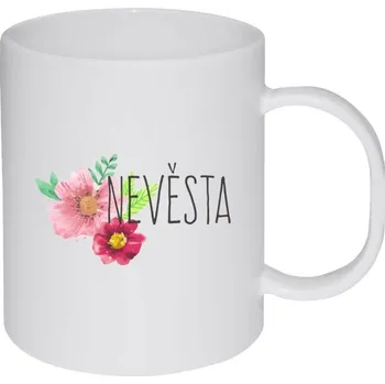 Hrnek 330 ml - plastový Nevěsta - červené květiny