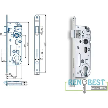 zadlabací zámek HOBES Zámek zadlabací 02-04, rozteč 90 mm, zádlab 60 mm Varianty: C čelo 18 mm