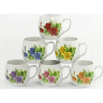 Porcelánový hrnek "Baňák" v dekoru růže, barva fialová - 300 ml