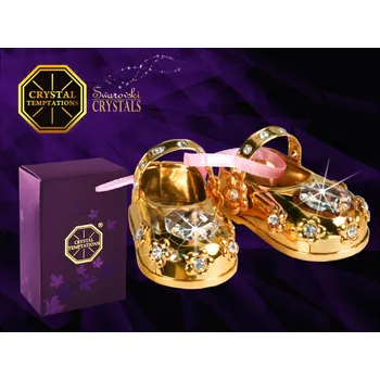 Figurka Designová figurka Dívčí boty s býlími krystaly v dárkové krabičce - 5,2*2,7 cm