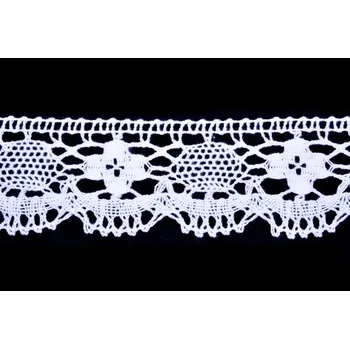 Krajka Krajka bavlněná 75253 paličkovaná šíře 50mm bílá (30m/bal.)