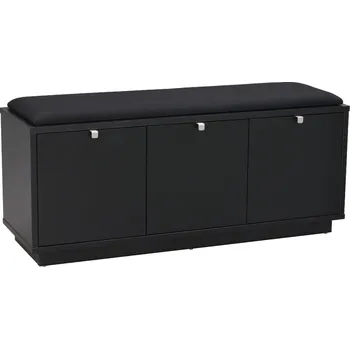 Botník Rowico černá lavice s úložným prostorem CONFETTI a černým sedákem 106 cm 103765
