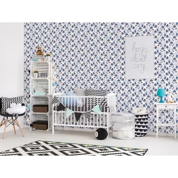 Tapeta DIMEX | Vliesová tapeta na zeď Dimex Line WP-219-01 | 0,75 x 10 m | modrá, červená, krémová + Vliesová tapeta na zeď Dimex Line WP22001 v rozměru 0,75 x 10 m