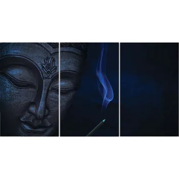 Obraz Malvis ® Obraz meditující Buddha - modrý Velikost (šířka x výška): třídílný obdélník - 90x60 cm