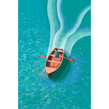 Malování podle čísel - Veslování na moři Velikost: 40x60cm, Rámování: Pouze srolované plátno