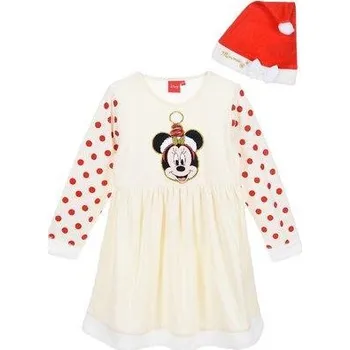 EPLUSM Šaty MINNIE vánoční bílé s čepicí, vel. 128