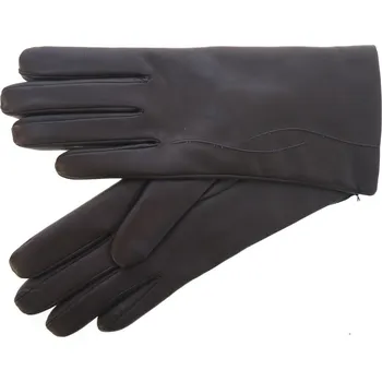 Rukavice Špongr Dámské kožené rukavice CHLOE tmavě hnědé + podšívka kašmír Velikost: 7"