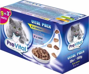 Krmivo pro kočku PreVital vital Pack kuře + tele + losos 12 x 100 g