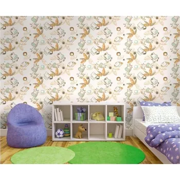 Tapeta DIMEX | Vliesová tapeta na zeď Dimex Line WP-029-02 | 0,75 x 10 m | žlutá, zelená, bílá, béžová + Vliesová tapeta na zeď Dimex Line WP02903 v rozměru 0,75 x 10 m