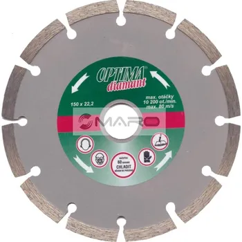 Řezný kotouč Optima Kotouč diamantový řezný segmentový pro suché / mokré řezání 150 x 22,2 mm, TD150