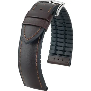 Řemínek na hodinky Kožený řemínek Hirsch James M 0925002110-2, hnědý, teletina/přírodní kaučuk, délka M, Quick Release
