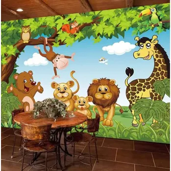 Tapeta Solution Media 3D tapeta - Veselá zvířátka MU2528 2 - Voděodolná hedvábná tkanina - Textilní tapeta lesklá - 200g/m2