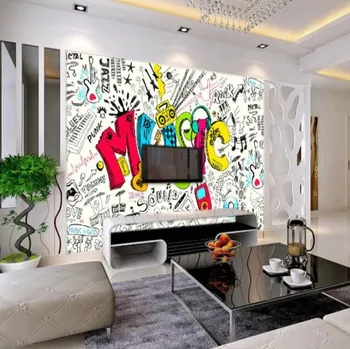 Tapeta Solution Media 3D tapeta - Graffiti music MU217 2 - Voděodolná hedvábná tkanina - Textilní tapeta lesklá - 200g/m2