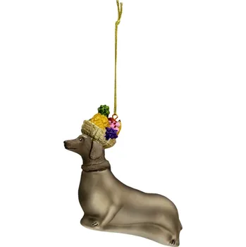 Vánoční dekorace Vánoční ozdoba ve tvaru psa - Ø 11*4*10cm