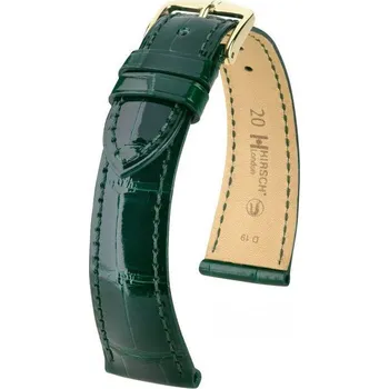 Módní doplněk Kožený řemínek Hirsch London L 04207041-1, zelený, aligátoří kůže, délka L, Quick Release - 19 mm
