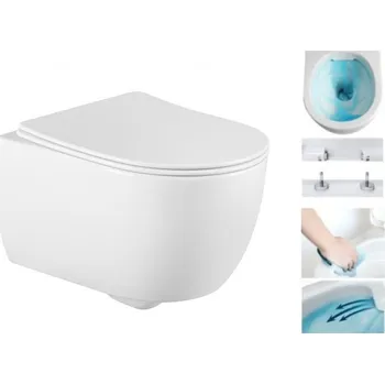 Klozet Závěsný set GEBERIT Duofix Basic+ WC CARMEN Rimless 49 x 37 cm + pomalu padající deska Slim, bílá, 3388XX00+39040100