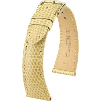 Řemínek na hodinky Kožený řemínek Hirsch London L 04366090-1, béžový, ještěrčí kůže, délka L, Quick Release - 22 mm
