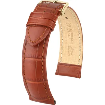 Řemínek na hodinky Kožený řemínek Hirsch Duke L 01028070-1, hnědý, teletina, délka L, Quick Release