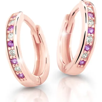 Náušnice Cutie Jewellery Dětské náušnice kroužky C3342R-Fialová