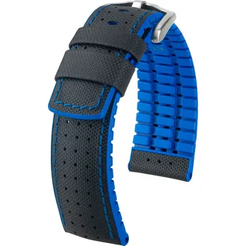 Řemínek na hodinky Kožený řemínek Hirsch Robby L 0918094050-4, černý, teletina/přírodní kaučuk, délka L, Quick Release