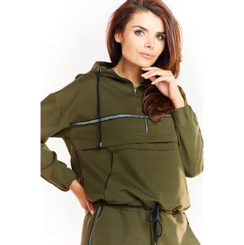 Dámská mikina Mikina s volným střihem M228 Barva: Khaki, Velikost: XL