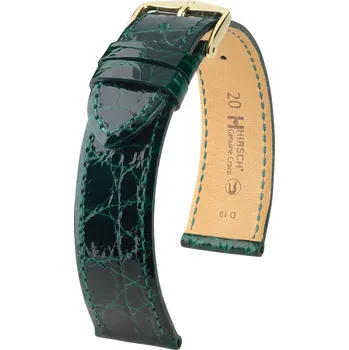 Módní doplněk Kožený řemínek Hirsch Genuine Croco L 18920840-1, zelený, krokodýlí kůže, délka L, Quick Release