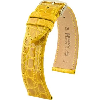 Módní doplněk Kožený řemínek Hirsch Genuine Croco L 01808072-1, žlutý, krokodýlí kůže, délka L, Quick Release - 17 mm